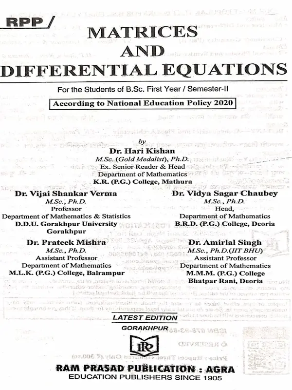 Matrices and Differential Equations BSc Semester 2...