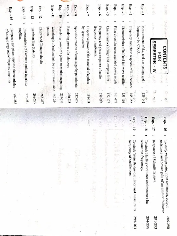 Practical Physics II BSc Second Year Semester 3 and 4.