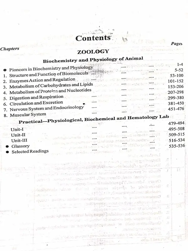 Zoology Biochemistry and Physiology of Animal BSc...