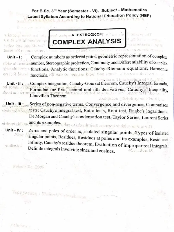 kcw3 complex analysis bsc 3rd year