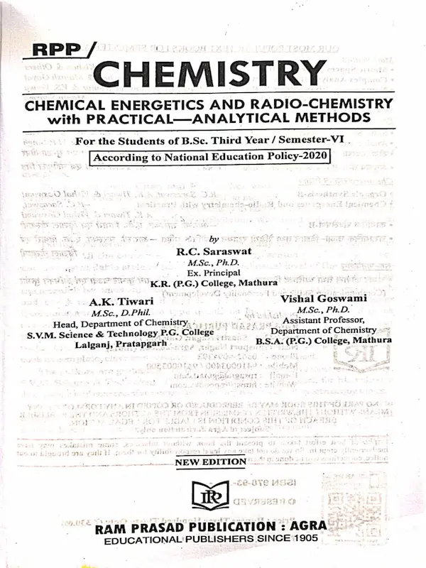 cw2 Chemical and Radio Chemistry Practical Book CBCS NEP 2020 RPP Cover